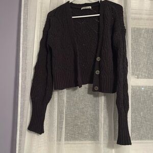 Dark Navy Blue cropped knit cardigan